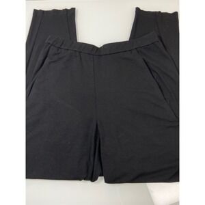 EILEEN FISHER Petite Womens PP Black Knit Stretch Pants Elastic Waist Lounge